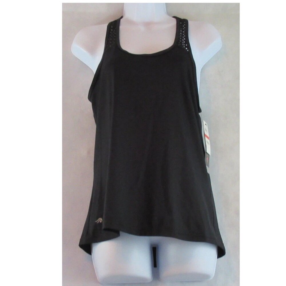 Ideology Women's Perforated Active Racerback Tank Top, Noir Black, XS